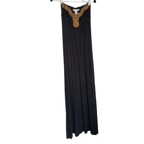 Design History | Dresses | Nwt Design History Womens Wood Bead Strapless Maxi  Dress Size S Black | Poshmark